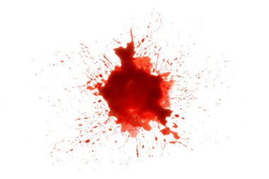 Beyaz arkaplanda izole edilmiş kırmızı kan damlaları, soyut desen