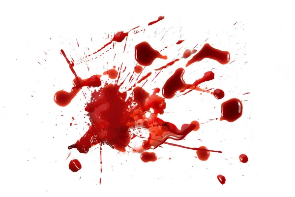 Beyaz arkaplanda izole edilmiş kırmızı kan damlaları, soyut desen