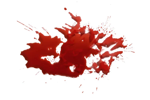 Nahaufnahme Tropfen Roten Blutes Isoliert Auf Weißem Hintergrund Abstraktes Muster — Stockfoto
