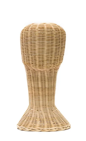 Mannequin Head Wig Rattan Isolated White Background — Stock Photo, Image
