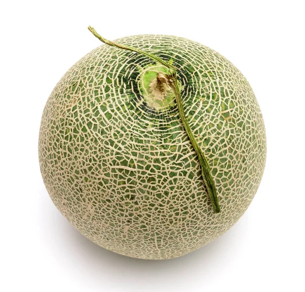 Grön Kantaloupe Melon Isolerad Vit Bakgrund — Stockfoto
