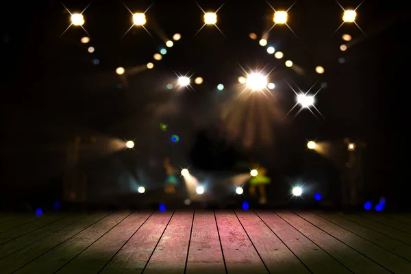 Верхний Стол Светлым Боке Фоне Размытия Концерта Деревянный Стол — стоковое фото