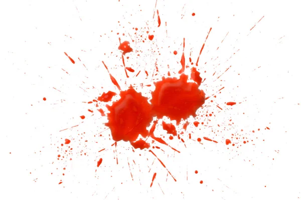 在白色背景 抽象图案下分离的红血滴特写 — 图库照片