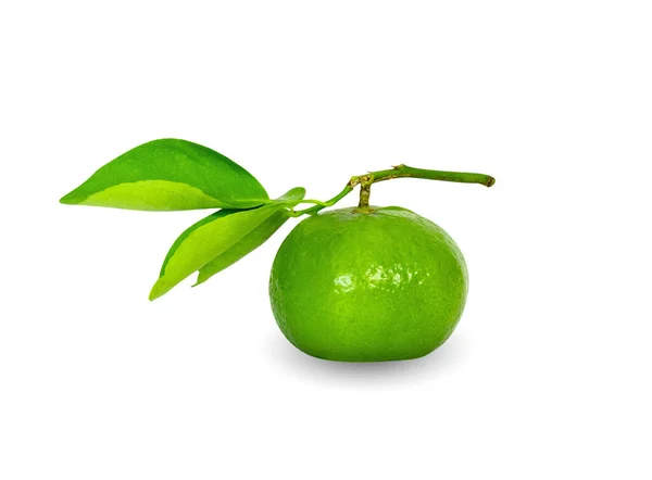 Kırpma Yolu Ile Beyaz Arkaplanda Izole Yeşil Limon — Stok fotoğraf