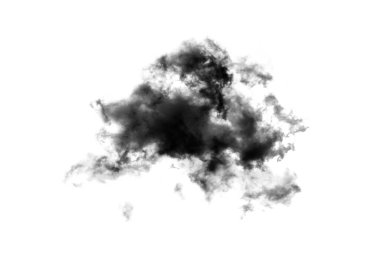Beyaz arka planda izole edilmiş bulut, Duman desenli, soyut siyah, fırça etkisi 