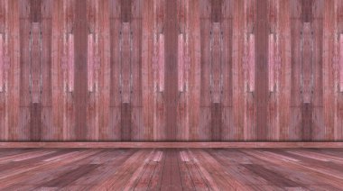 Boş kahverengi duvar ve zemin oda ahşap arka plan 