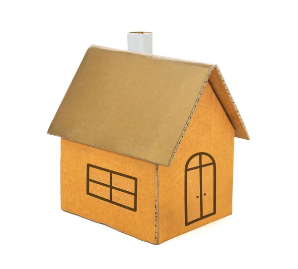 白い背景に孤立したおもちゃの紙箱の家 — ストック写真