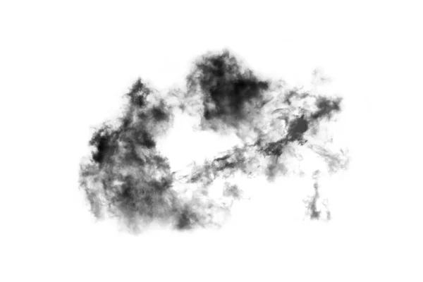 Wolk Geïsoleerd Witte Achtergrond Rook Getextureerd Abstract Zwart Penseel Effect — Stockfoto