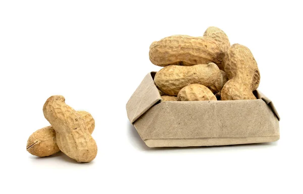 Gruppe Getrocknete Erdnüsse Isoliert Auf Weißem Hintergrund — Stockfoto