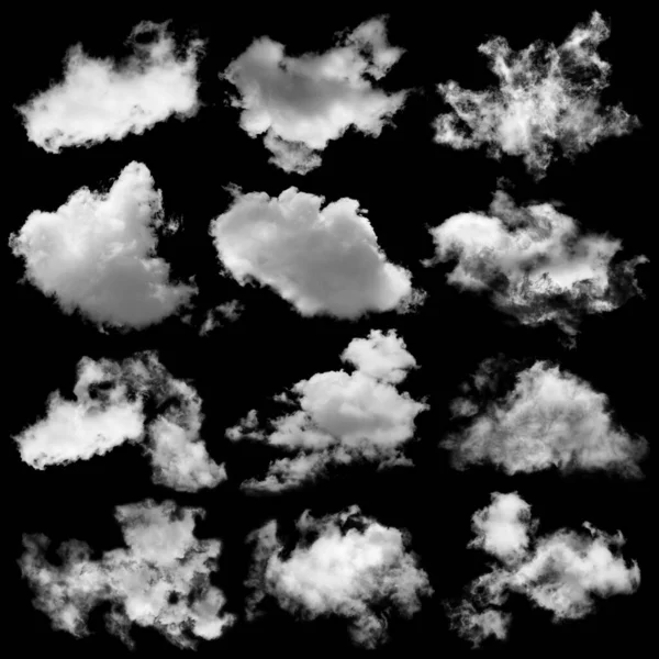 Collection White Black Cloud Isolated Background Design Element Textured Smoke — Stock Photo, Image