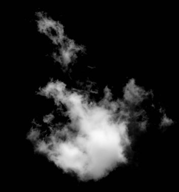 Siyah arkaplanda beyaz bulut, desenli duman, fırça efekti
