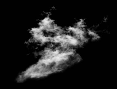 Siyah arkaplanda beyaz bulut, desenli duman, fırça efekti
