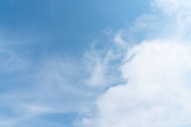 Kopya alanı olan beyaz bulut ve mavi gökyüzü arkaplanı