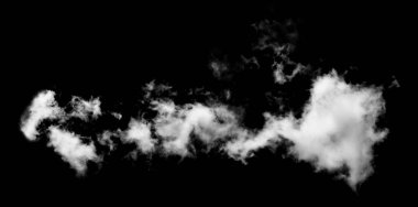 Siyah arkaplanda beyaz bulut, desenli duman, fırça efekti