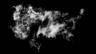 Siyah arkaplanda beyaz bulut, desenli duman, fırça efekti