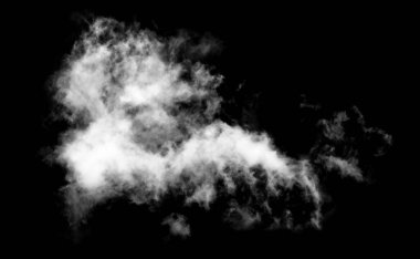 Siyah arkaplanda beyaz bulut, desenli duman, fırça efekti