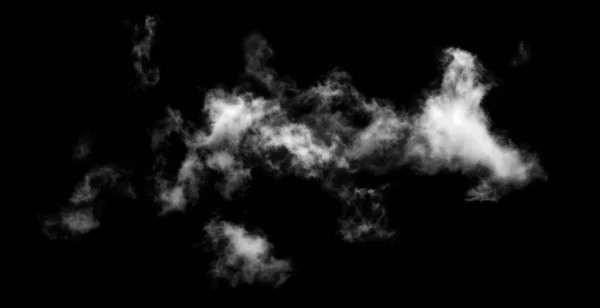 Nube Blanca Aislada Sobre Fondo Negro Humo Texturizado Cepillo Effec — Foto de Stock
