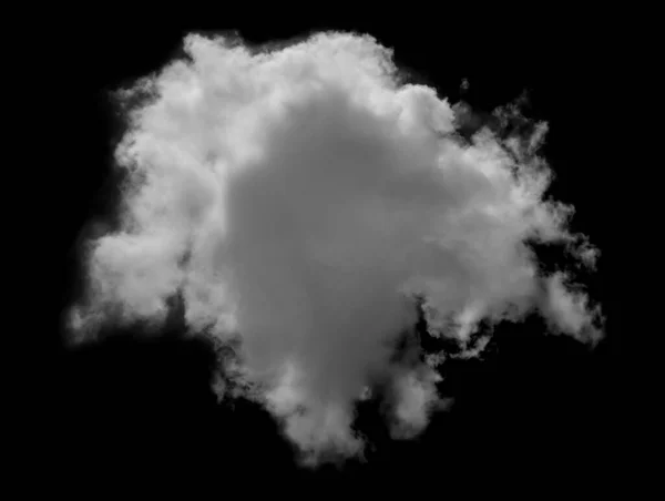 Nuage Blanc Isolé Sur Fond Noir Fumée Texturée Effet Pinceau — Photo