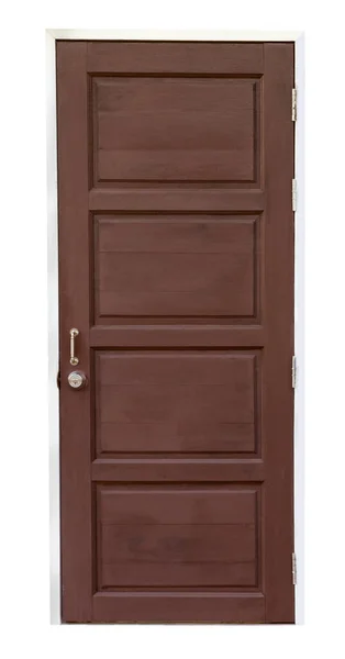 Brown Wooden Door Isolated White Background Clipping Path — Stock Photo, Image