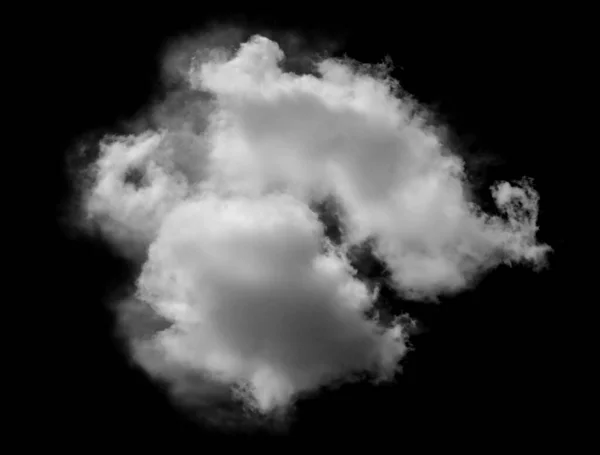 Nuage Blanc Isolé Sur Fond Noir Fumée Texturée Effet Pinceau — Photo