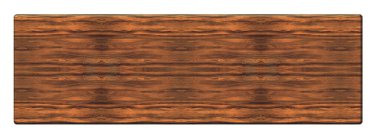 Üst ahşap uzun masa beyaz arka planda izole, kahverengi masa