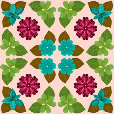 Doğa konsepti için renkli yapraklar, tropikal egzotik bitki yaprağı, tekstil ve kumaş tasarımı için pürüzsüz arkaplan