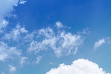 Kopya alanı olan beyaz bulut ve mavi gökyüzü arkaplanı