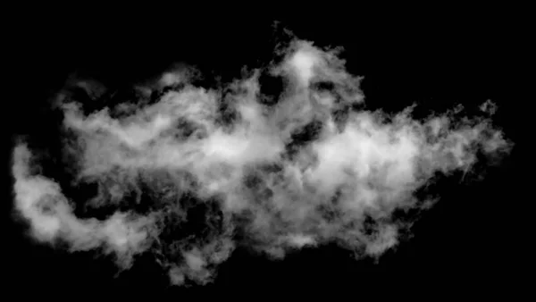 Nube Blanca Aislada Sobre Fondo Negro Humo Texturizado Cepillo Effec — Foto de Stock