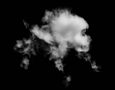 Siyah arkaplanda beyaz bulut, desenli duman, fırça efekti