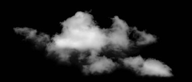 Siyah arkaplanda beyaz bulut, desenli duman, fırça efekti