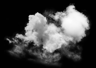 Siyah arkaplanda beyaz bulut, desenli duman, fırça efekti