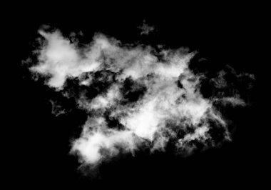 Siyah arkaplanda beyaz bulut, desenli duman, fırça efekti