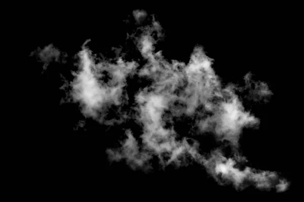 Nube Blanca Aislada Sobre Fondo Negro Humo Texturizado Cepillo Effec — Foto de Stock