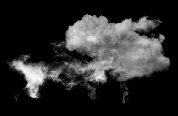 Biała Chmura Odizolowana Czarnym Tle Teksturowany Dym Efekt Szczotki — Zdjęcie stockowe