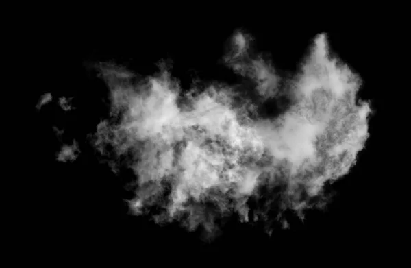 Nube Blanca Aislada Sobre Fondo Negro Humo Texturizado Cepillo Effec — Foto de Stock