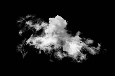Siyah arkaplanda beyaz bulut, desenli duman, fırça efekti