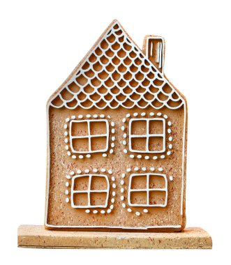 Beyaz arkaplanda bina biçimi simgesi izole edilmiş Noel ve yeni yıl, kırpma yolunu içerir