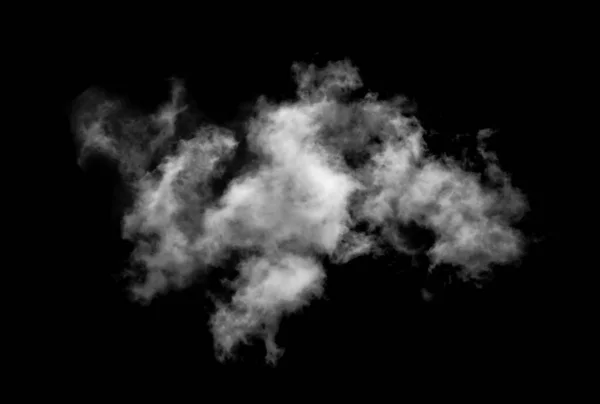 Witte Wolk Geïsoleerd Zwarte Achtergrond Getextureerde Rook Borstel Effec — Stockfoto