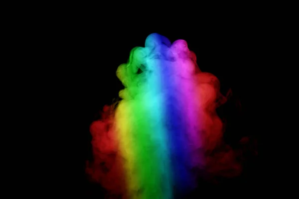 Humo Abstracto Aislado Sobre Fondo Negro Polvo Arco Iris —  Fotos de Stock