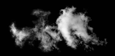 Siyah arkaplanda beyaz bulut, desenli duman, fırça efekti
