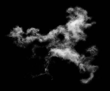 Siyah arkaplanda beyaz bulut, desenli duman, fırça efekti