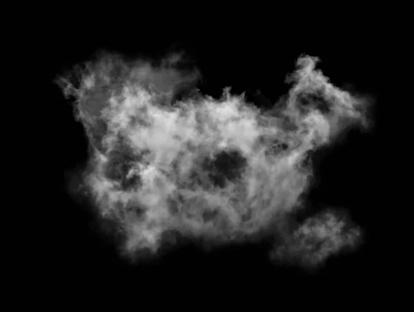 Witte Wolk Geïsoleerd Zwarte Achtergrond Getextureerde Rook Borstel Effec — Stockfoto