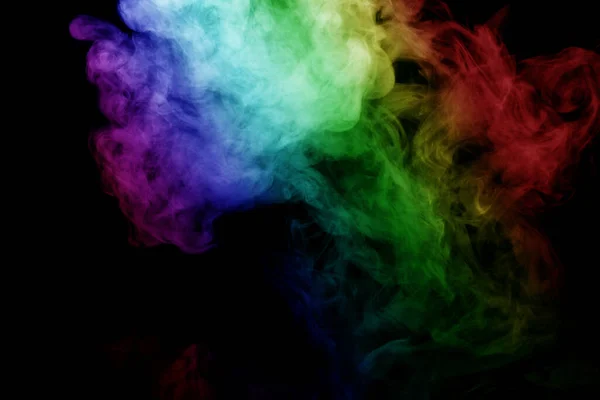 Абстрактный Дым Изолирован Черном Фоне Радужный Порошок — стоковое фото
