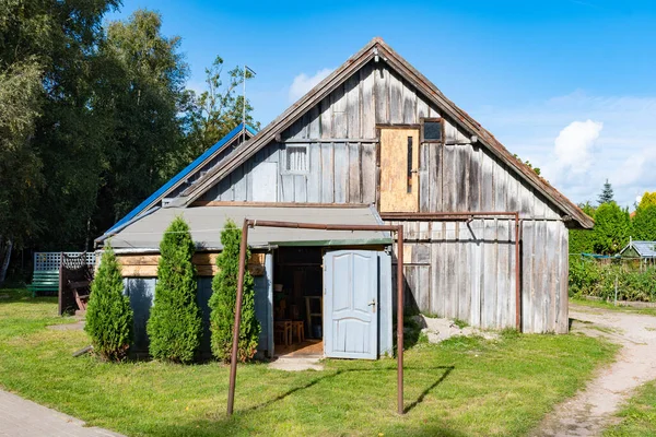 Casa Madeira Tradicional Lituana Velha Bonita Dos Pescadores Juodkrante Lituânia — Fotografia de Stock