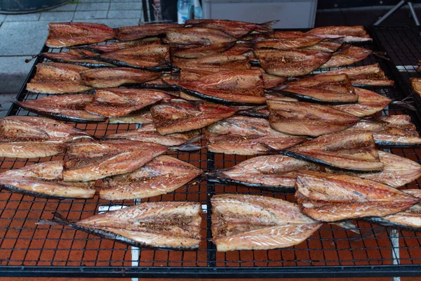 Smoked Fish Farmer Street Market Vilnius Lithuania Ready Eat — Stock Photo, Image