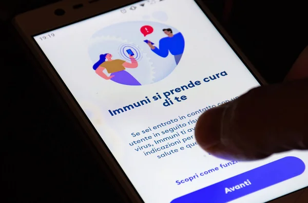 Roma Italien Oktober 2020 Stop Covid Immuni App Officiella Covid — Stockfoto