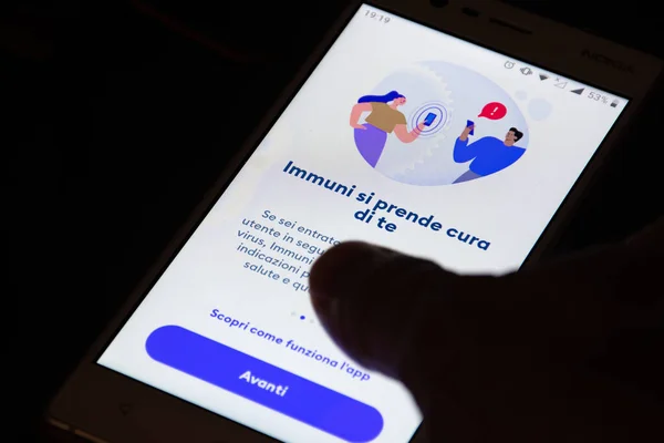 Roma Italien Oktober 2020 Stop Covid Immuni App Officiella Covid — Stockfoto