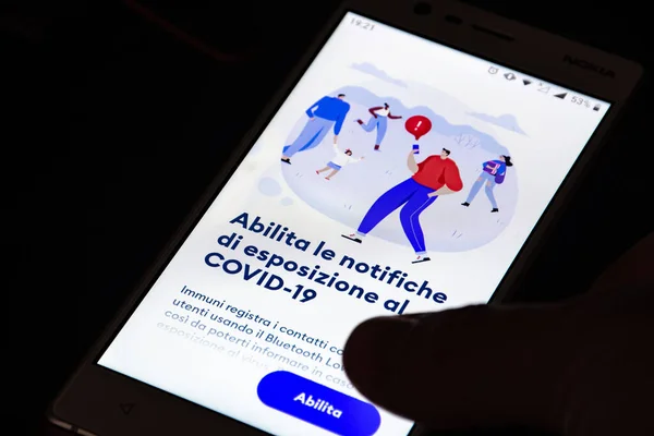 Roma Italien Oktober 2020 Stop Covid Immuni App Officiella Covid — Stockfoto