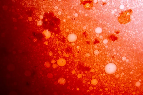 Macro Foto Primo Piano Frizzante Liquido Gassato Arancione Creando Sangue — Foto Stock