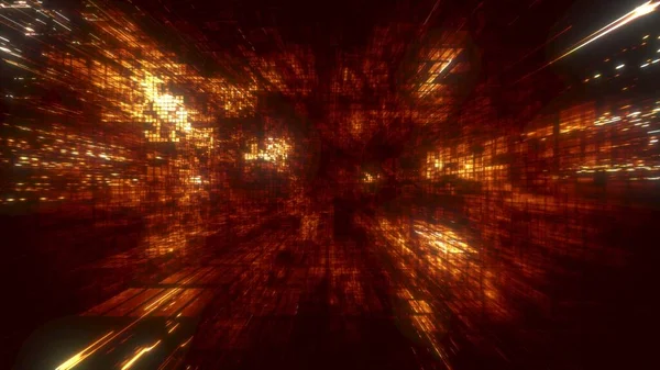 Illustration Von Goldenen Futuristischen Abstrakten Digitalen Virtual Reality Matrix Teilchen — Stockfoto